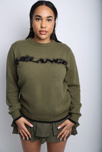 OLIVE GREEN MÈLANGE CREW NECK