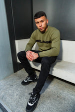 OLIVE GREEN MÈLANGE CREW NECK