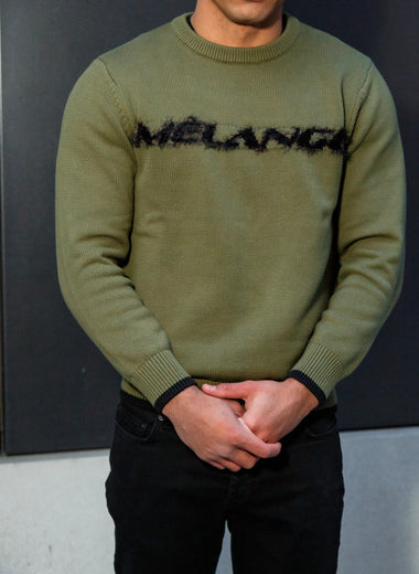 OLIVE GREEN MÈLANGE CREW NECK