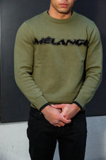 OLIVE GREEN MÈLANGE CREW NECK